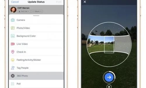 Facebook allows users to shoot 360 degree photos and use them as cover photos